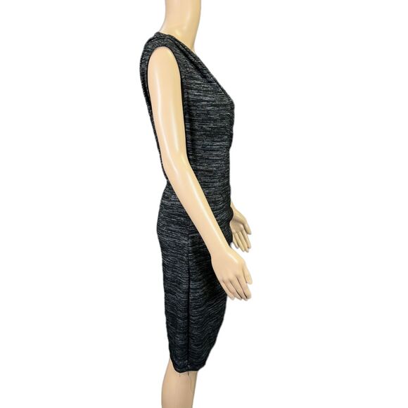 RD Style Womens Sheath Dress Pullover Faux Wrap Tulip Hem Black Gray Medium - Picture 6 of 12